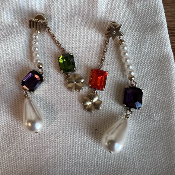 Dior Multicolor Pearl Drop Earrings - Picture 1 of 9